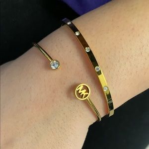 Michael Kors gold plated bangles with diamonds